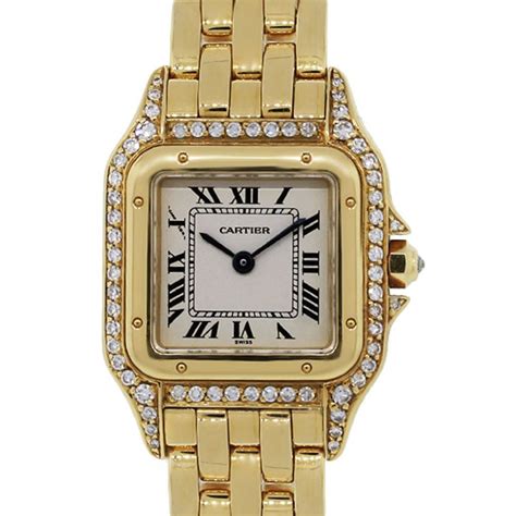 cartier watch diamond gold|cartier watch with diamond bezel.